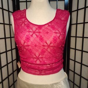 NWT Anthropologie Pink Lace And Beading Backless Tank Top